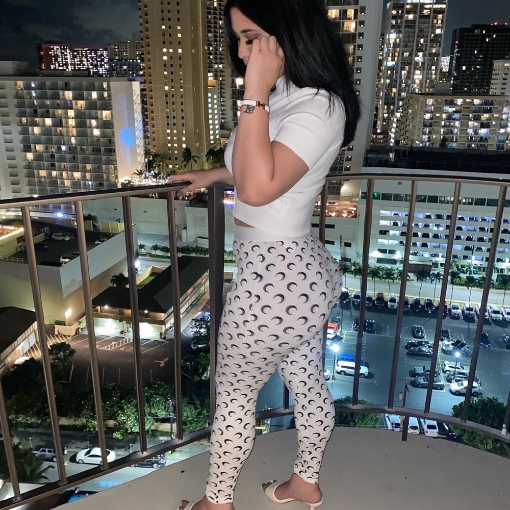 Marine Serre White Crescent-Print Leggings